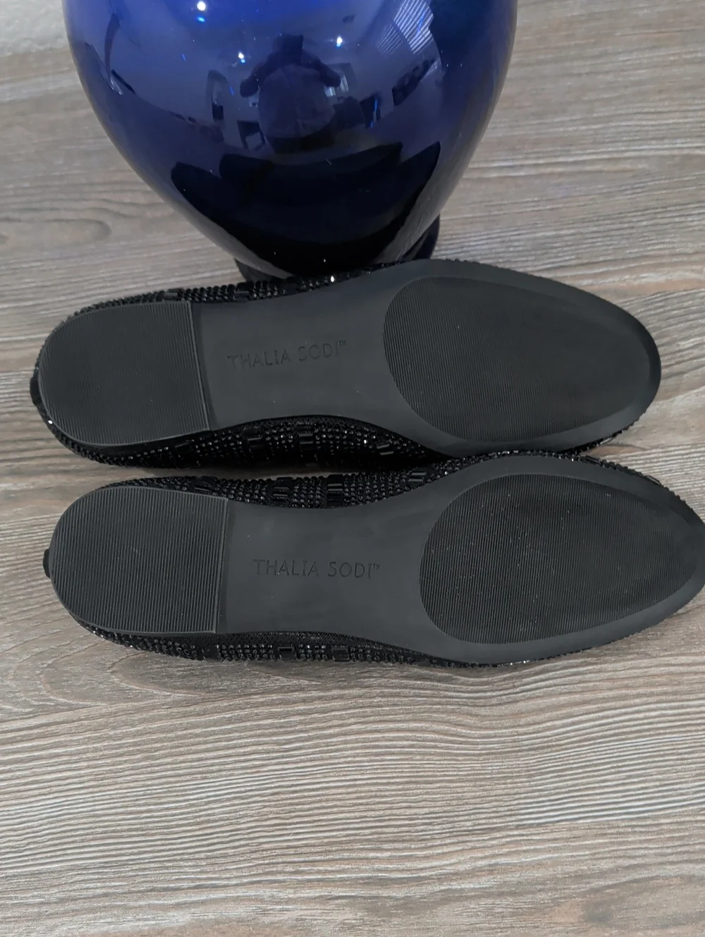 Near New Thalia Sodi KARLI Black Embellished Slip On Ballet Flats 8